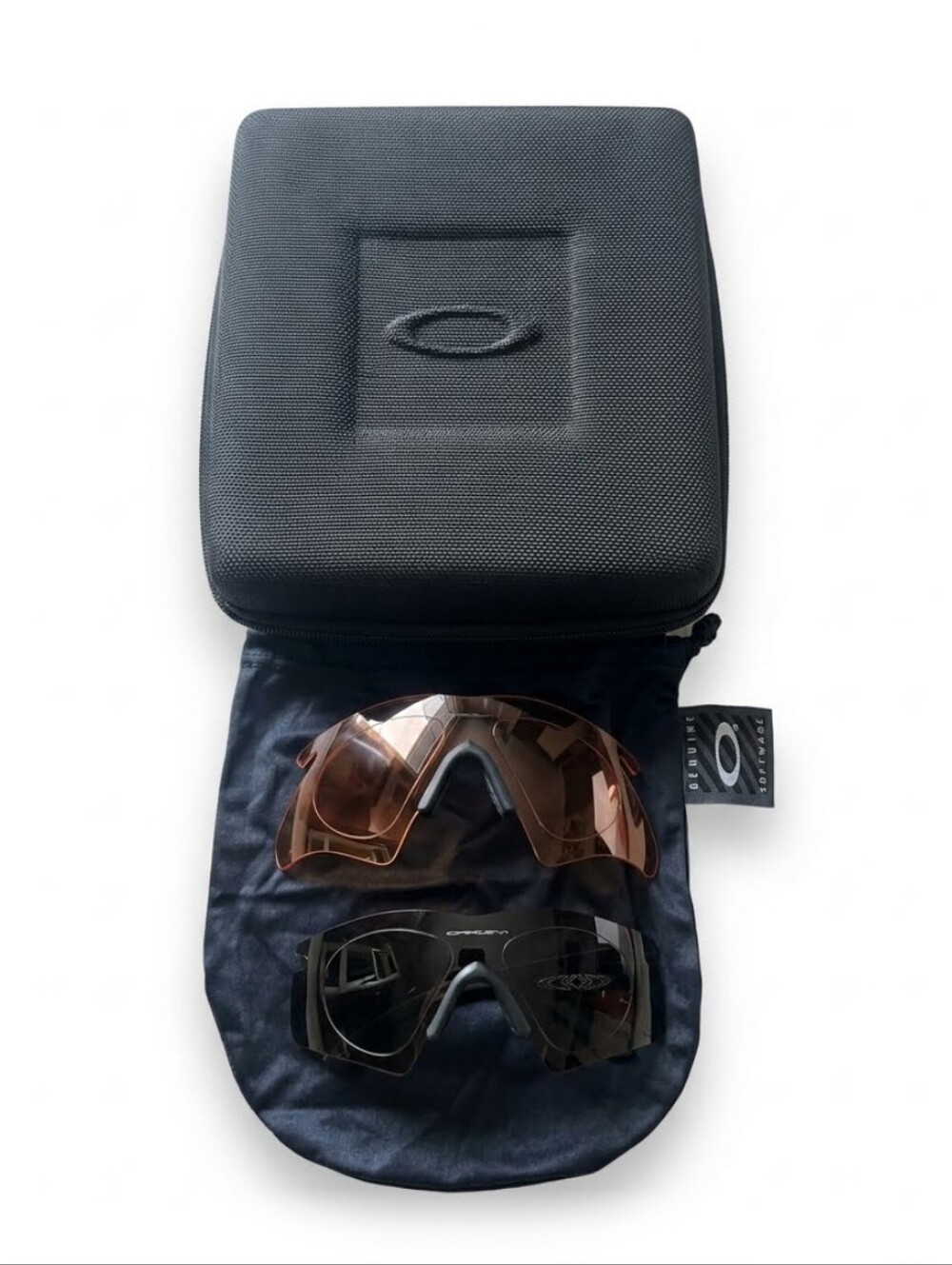 OAKLEY M FRAME Replacement Lenses With Hard Case & Pouch Set Of 2 Lenses